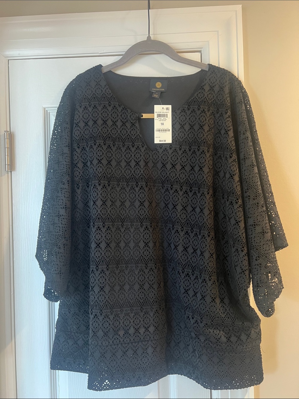 JM Collection Black Eyelet Lace Tunic